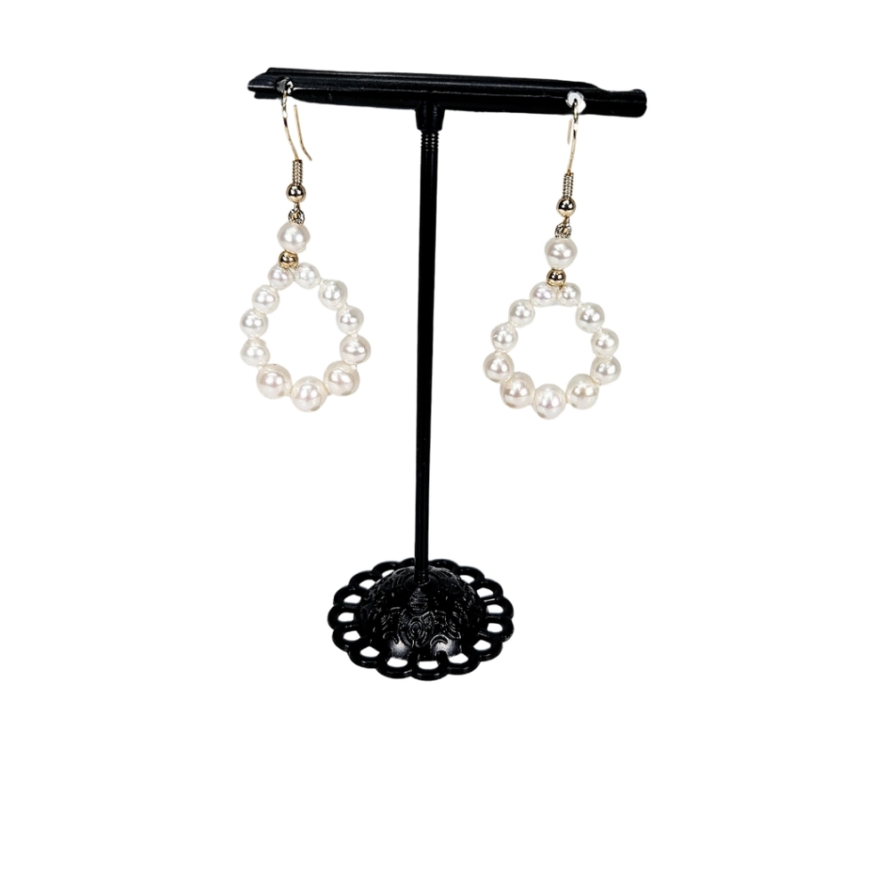 Vintage 14k Gold Dangle Pearl Earrings